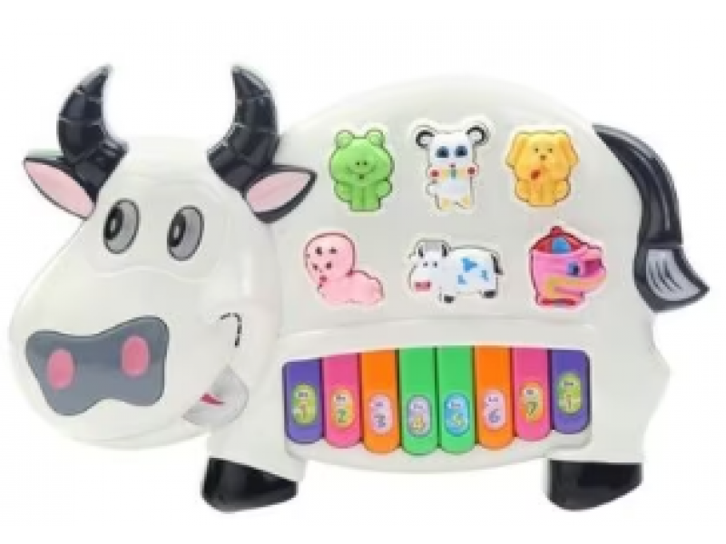 لعبة لوحة مفاتيح بيانو موسيقية بتصميم بقرة