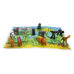 Explore the world of wild animals with a set of 12 different figurines.