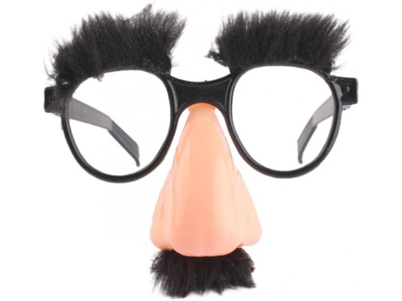 Funny glasses for a big nose with eyebrows and mustache