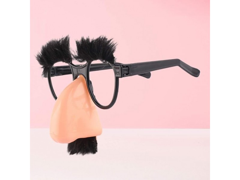 Funny glasses for a big nose with eyebrows and mustache