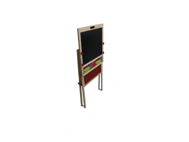 Double-sided wooden educational board.