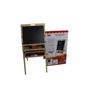 Double-sided wooden educational board.