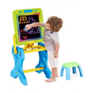 2-in-1 Educational Table for Kids and Drawing Easel with Chair