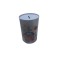 Cylindrical iron piggy banks, painted