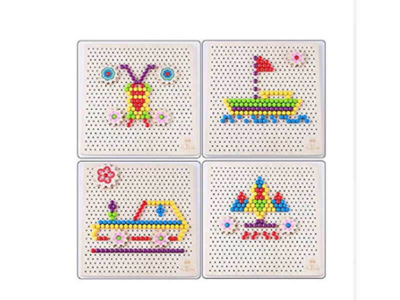 Wooden Pixel Art Drawing Buttons Set