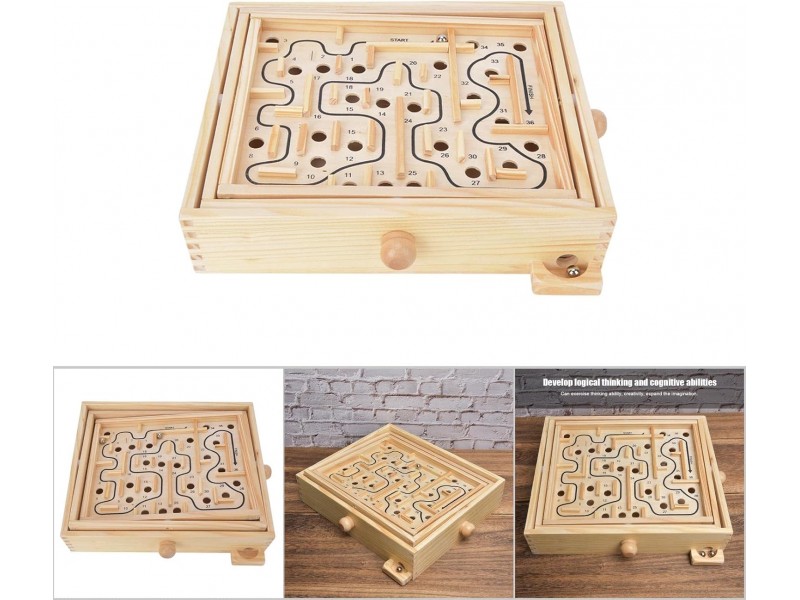 Educational wooden games for children, mazes, board games, ball games and puzzles