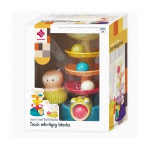 Kids sliding tower game with rotating ball,