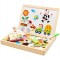 A board for writing, drawing and assembling shapes. An educational game for children.
