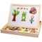 A board for writing, drawing and assembling shapes. An educational game for children.