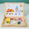 A board for writing, drawing and assembling shapes. An educational game for children.