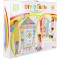 Space-themed playhouse encourages artistic expression.