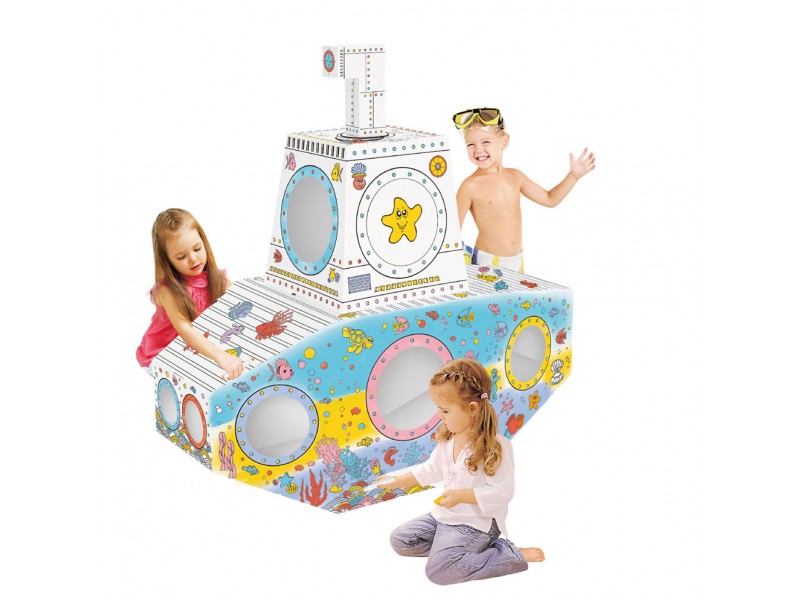 Please Mama Hand-Painted Cardboard Playhouse for Kids