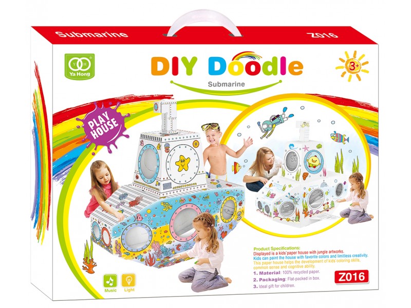 Please Mama Hand-Painted Cardboard Playhouse for Kids