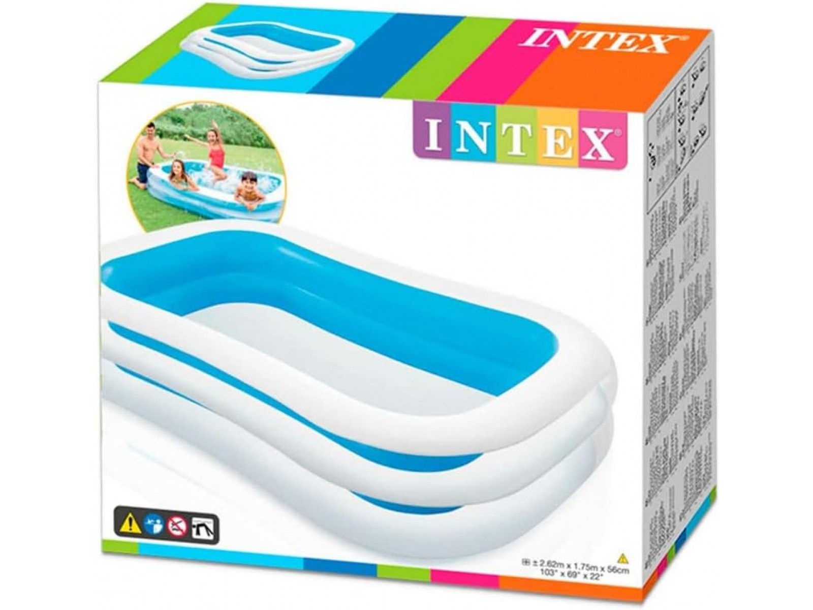 Intex Inflatable Pool Box Intex Inflatable Family Pool, 261m x 175m x 56cm