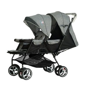 Double stroller with two adjustable seats - gray 