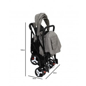 Double stroller with two adjustable seats - gray 