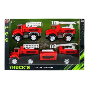 This 4-piece fire truck set features  