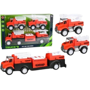 This 4-piece fire truck set features  