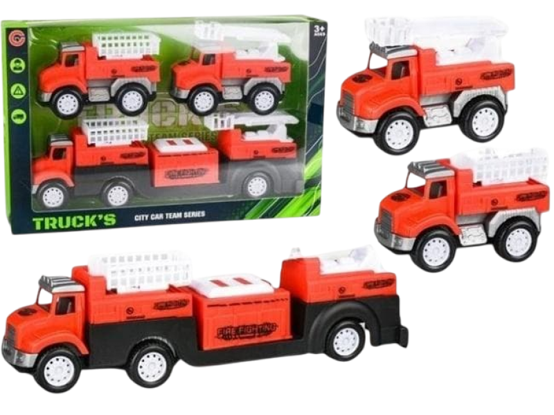 This 4-piece fire truck set features  