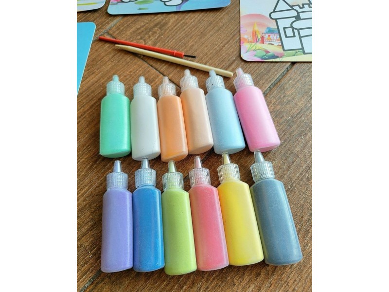 مجموعة الرسم بالرمل للأطفال المكونة من 12 قطعة لوحات الفقاعات الرملية يدوية الصنع صورة ورقية فن و تلوين