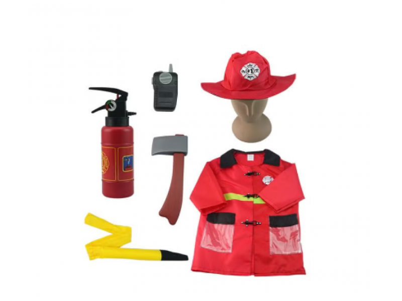 زي رجل الإطفاء للأطفال - مجموعة إكسسوارات تظاهرية للأولاد والبنات 