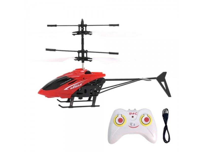 طائرة هليكوبتر صغيرة مع جهاز تحكم عن بُعد وإضاءة  