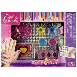 مجموعة أدوات تجميل الأظافر للأطفال - طلاء أظافر وبريق وملصقات
