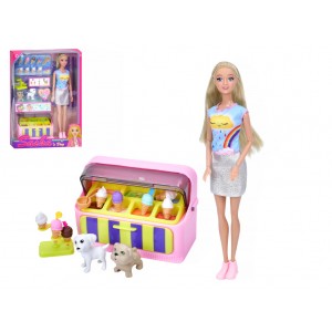 دمية بائعة الآيس كريم، وملحقاتها، وكلابها