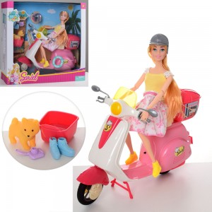 عروسة باربي مع دراجة نارية مع خوذة للأطفال