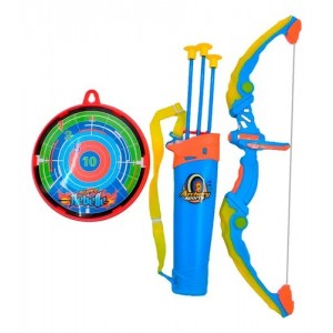 مجموعة ألعاب تتضمن قوسًا وسهمًا ولوحة تصويب