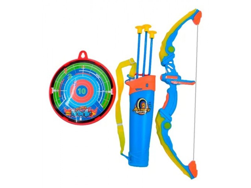 مجموعة ألعاب تتضمن قوسًا وسهمًا ولوحة تصويب