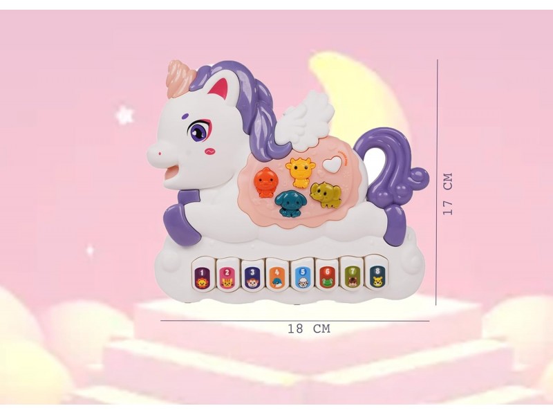 لعبة بيانو يونيكورن للأطفال | أضواء وامضة، أصوات حيوانات وموسيقى | لعبة موسيقية تعليمية تفاعلية للأطفال من عمر 12 شهرًا فما فوق
