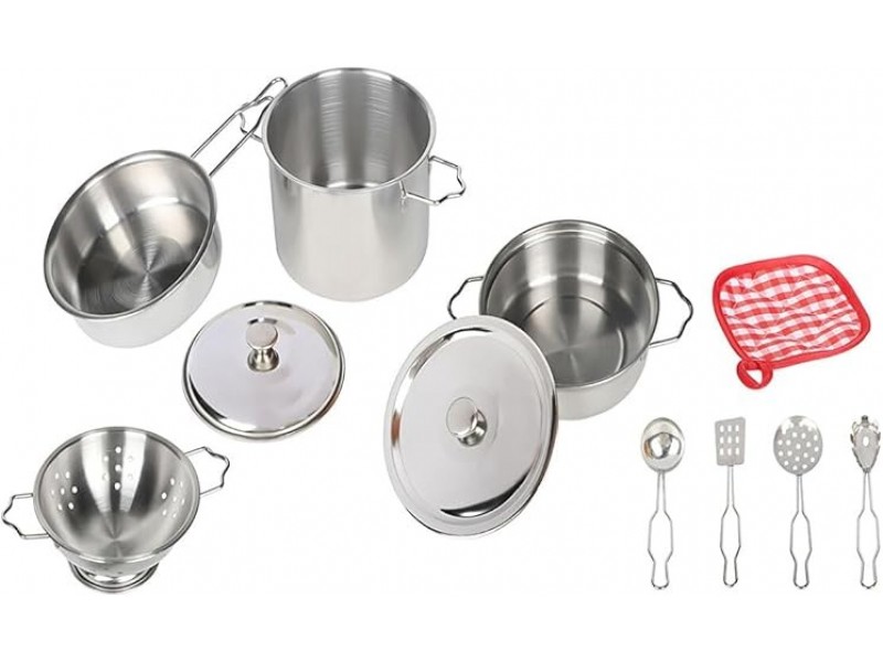 طقم ادوات مطبخ معدني - لعبة مساكة قماش