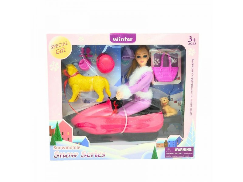 دمية ميلا تويز مع عربة ثلجية