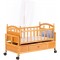 سرير اطفال من بيبي بيسايد، سرير خشبي مزدوج الشكل، سرير هزاز بعجلات (بني)