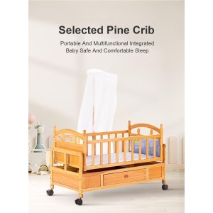 سرير اطفال من بيبي بيسايد، سرير خشبي مزدوج الشكل، سرير هزاز بعجلات (بني)