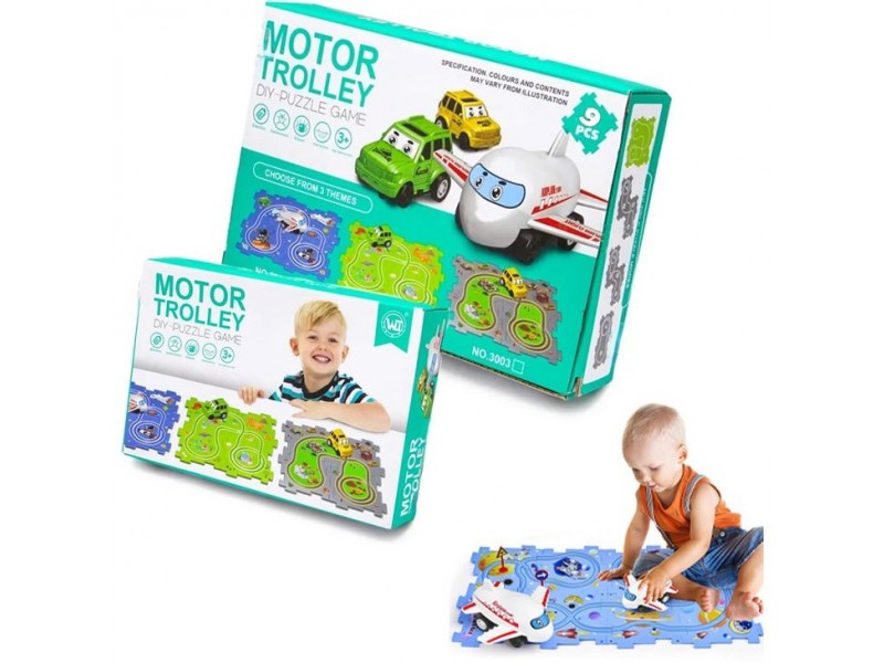 عربة كهربائية للتجميع بنفسك، مجموعة العاب سيارة بازل تعليمية للاطفال مع المركبات، لعبة مركبة تعمل بالبطارية ولوحة احجية للاطفال 