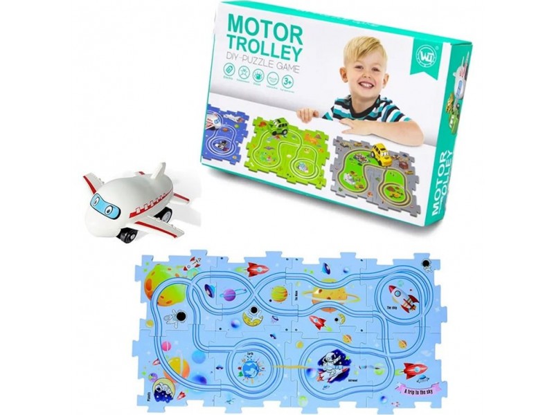 عربة كهربائية للتجميع بنفسك، مجموعة العاب سيارة بازل تعليمية للاطفال مع المركبات، لعبة مركبة تعمل بالبطارية ولوحة احجية للاطفال 