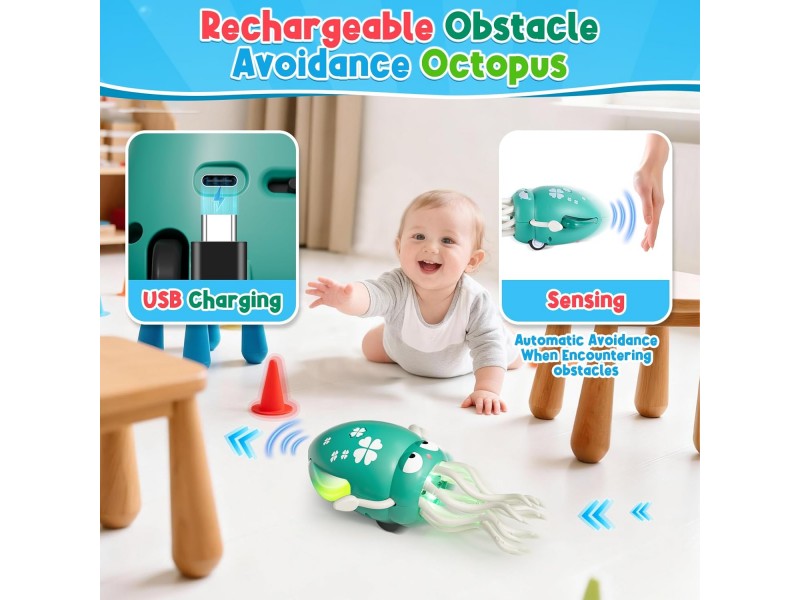 Dancing Octopus Toy for Kids: Electric Belly Crawling Octopus, Magical Dancing Musical Squid Toy