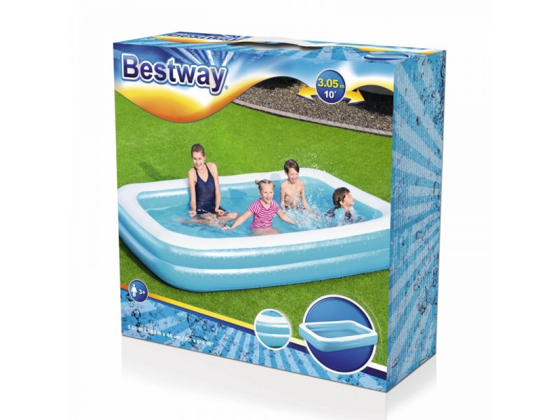 مسبح اطفال مستطيل قابل للنفخ بيست واي طول 3.05 عرض 1.83 ارتفاع 46 Bestway54150
