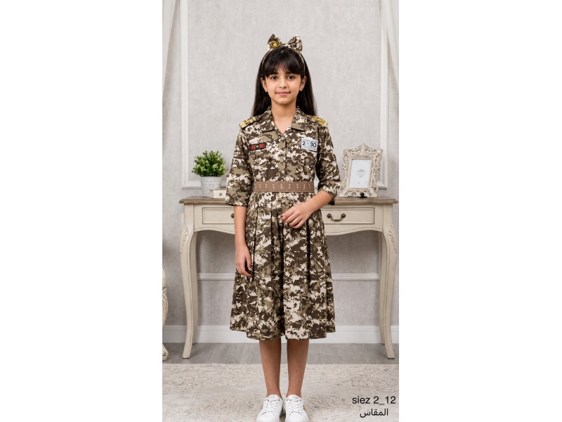 Wearing a girl's military dress